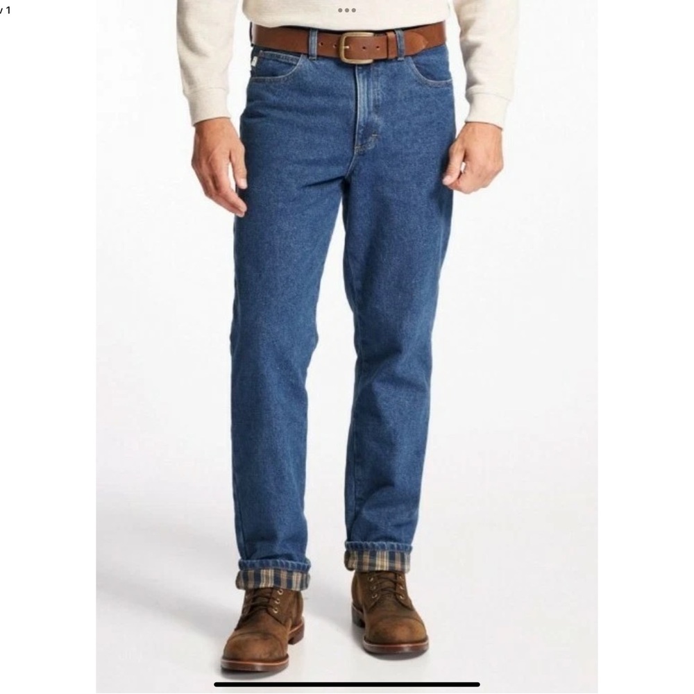 LL Bean Mens 36x32 Flannel Lined Relaxed Fit Straight Leg Heavy Rugged Jeans